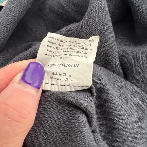 Grae Cove Button Elastic Waist Pleated Linen Midi Skirts Women SZ M Blue Flowy - Picture 8 of 9